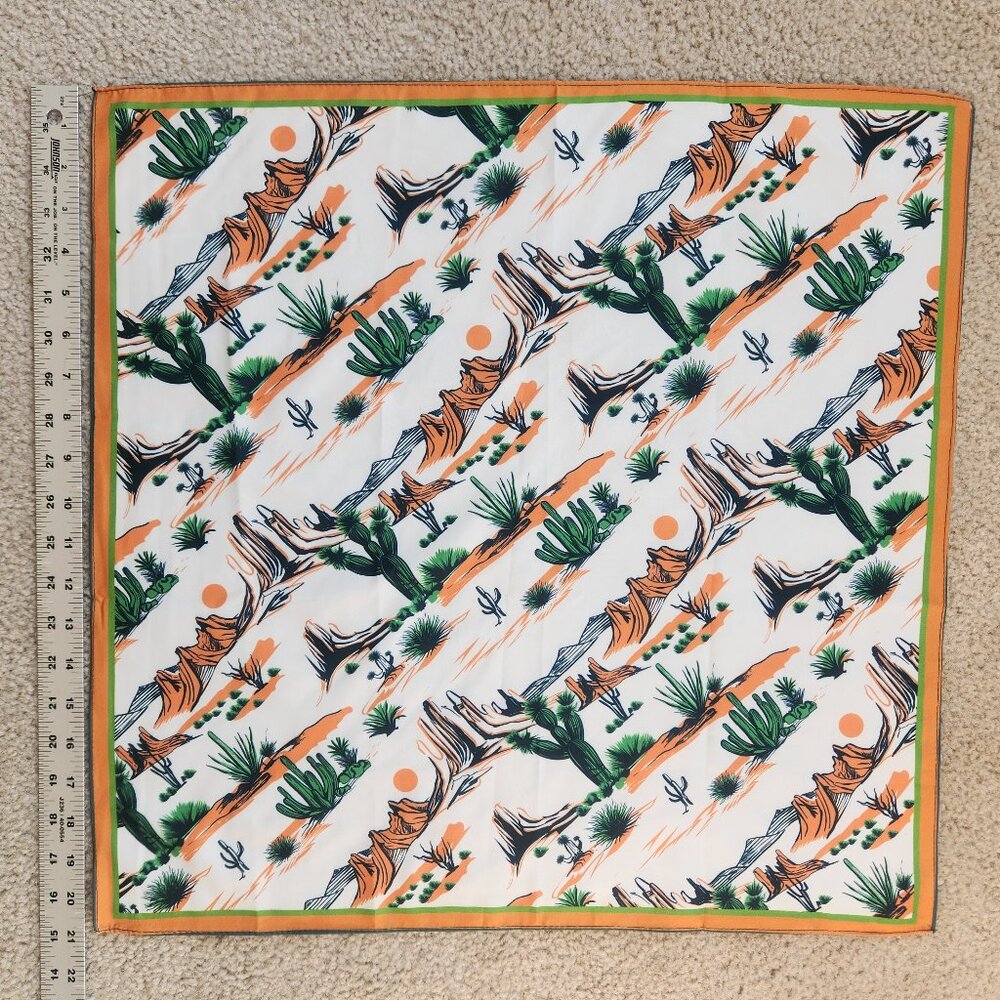 NEW Silky Satin Scarf Bandana Neckerchief Cactus Desert Western - Picture 1 of 3